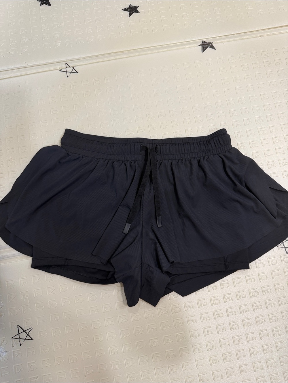 Women’s Black Athletic Layered Running Shorts